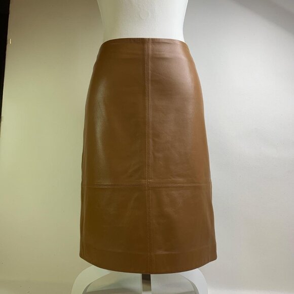 Talbots Dresses & Skirts - Talbots Tan Leather A-Line Skirt – Classic Petite Real-Leather Style